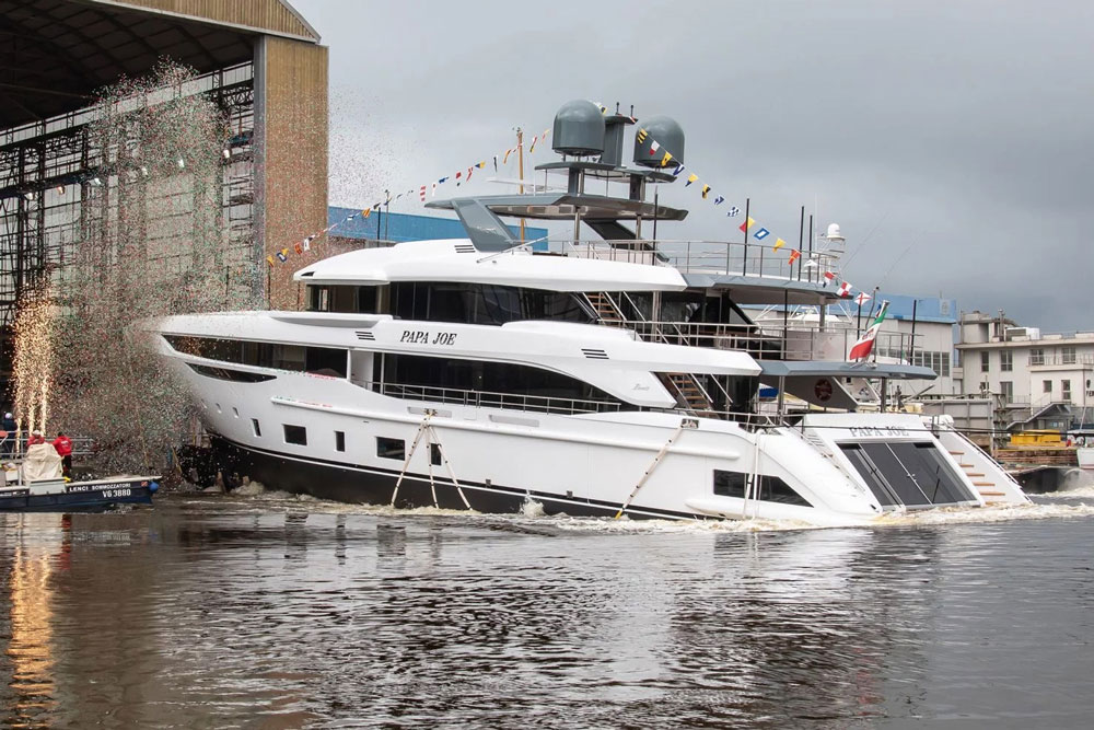 "Papa Joe" was launched at the Benetti shipyard in Viareggio