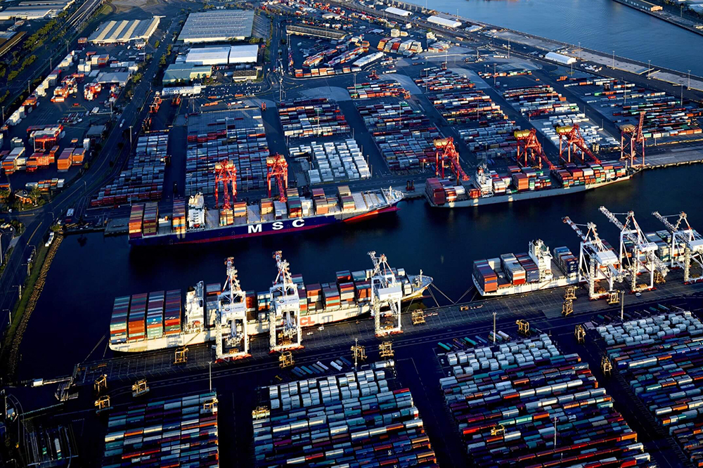 Container terminal in the port of Melbourne