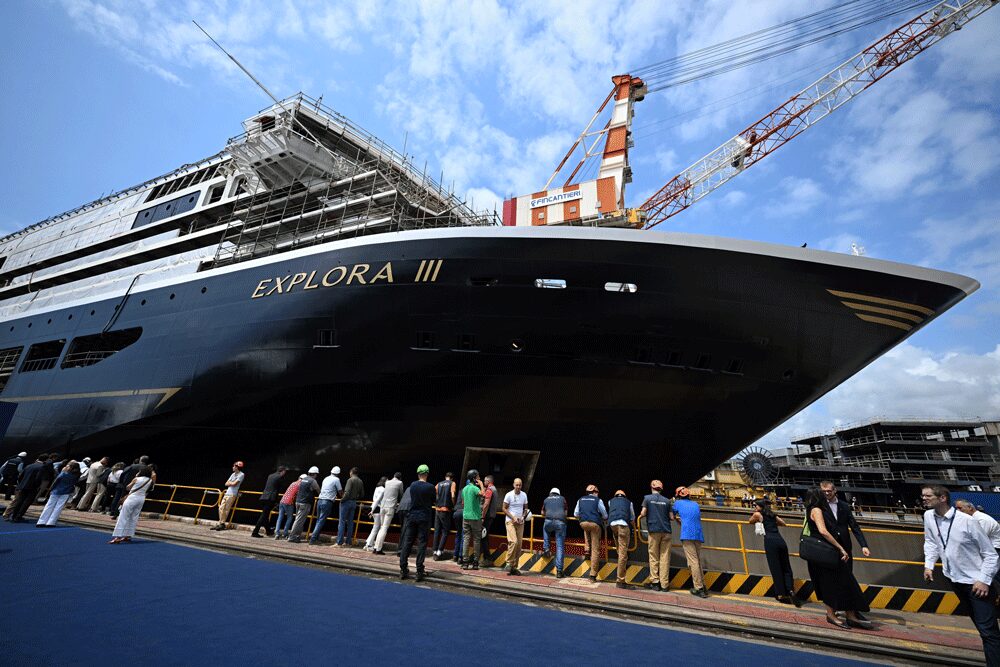 Launching of the MSC cruise ship "Explora III" in Genoa