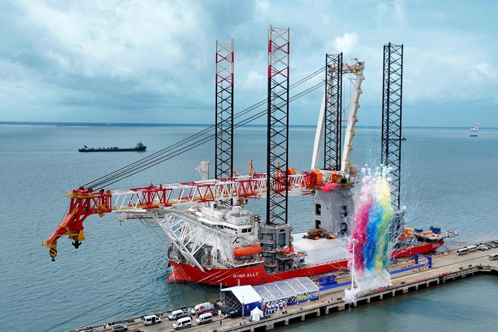 Christening of the Wind Ally for Cadeler in China at Cosco