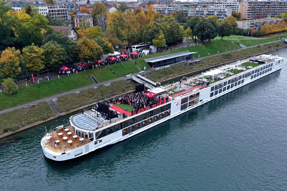Viking river cruise ship in Basel