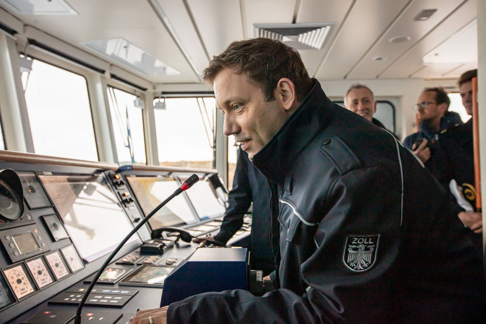 Lars Klingbeil was present at the completion of the third customs ship