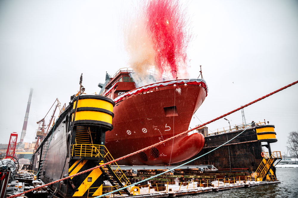 Christening and launching ceremony for "ORP Henryk Zygalski" at the Remontowa shipyard in Gdansk