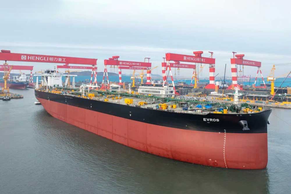 Tanker at the Hengli Heavy Industries shipyard in China