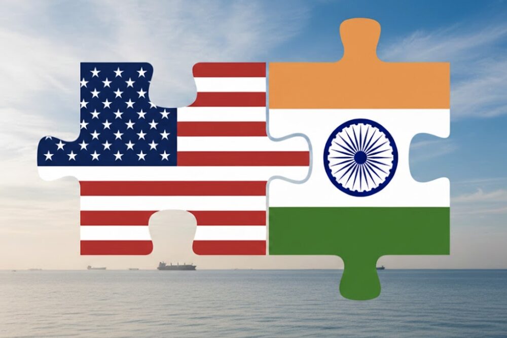The Indian flag and the USA flag
