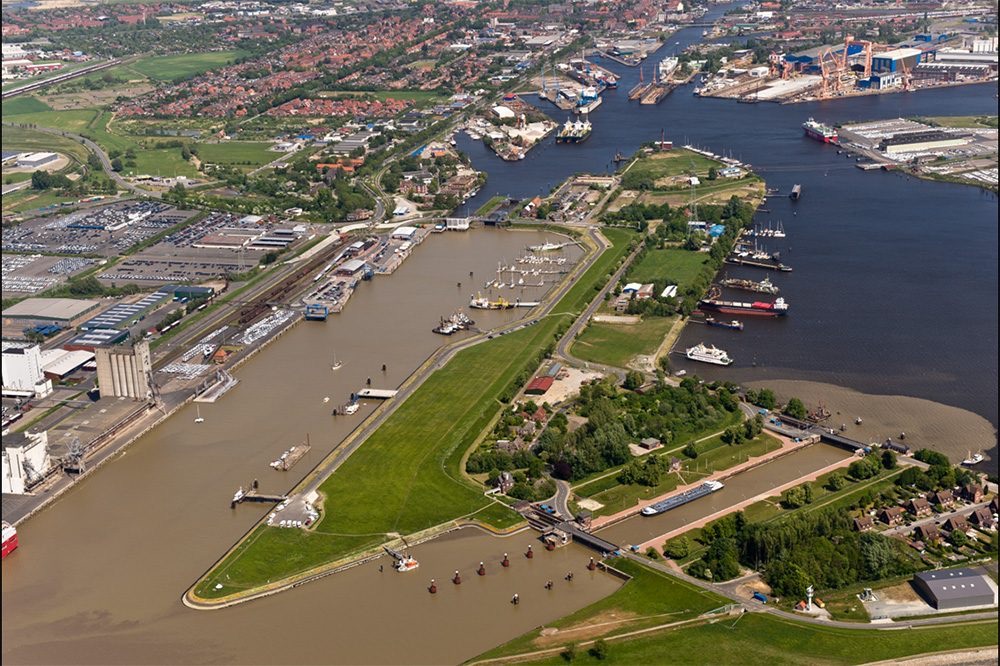 Large sea lock in Emden