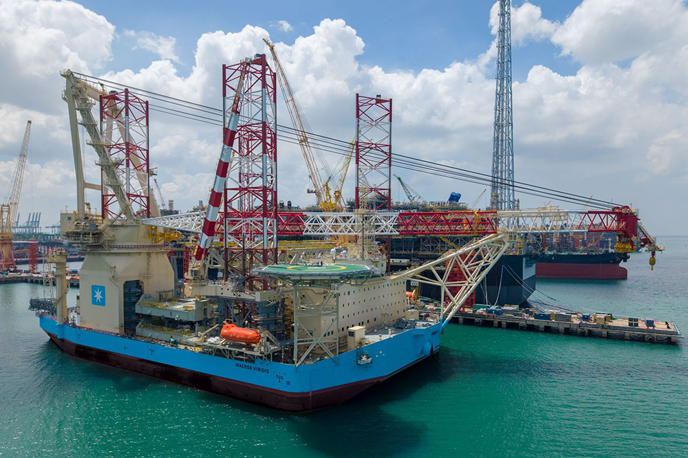 "Maersk Viridis" was built as a Wind Turbine Installation Vessel at Seatrium for the offshore industry (© Maersk Offshore Wind via LinkedIn)