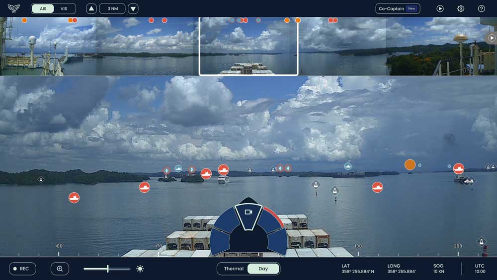 KI-gestützte Ansicht eines navigierenden Schiffs