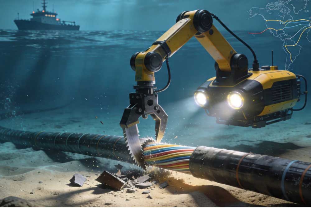 AI-generated representation of a manipulation of an underwater cable by an ROV (© AI/HUM)
