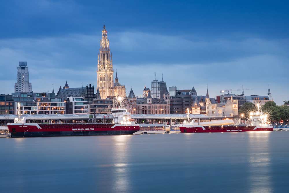 Combi freighter "Fast Olivia" and "Fast Anna Sofia" in the port of Antwerp