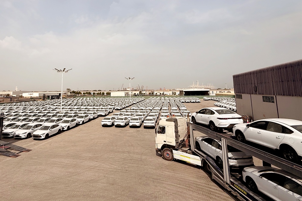 A parking lot with many cars in Dubai