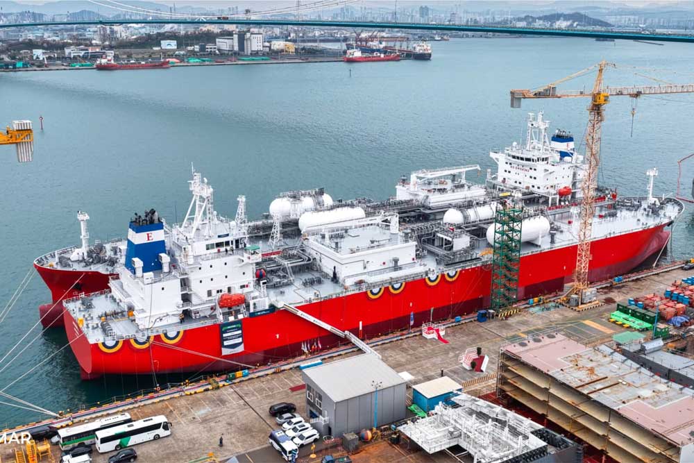 The ammonia tanker "Antwerp" in a port