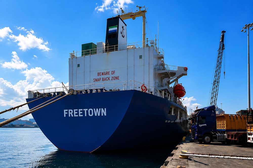 Ship in the port of Freetown, Sierra Leone