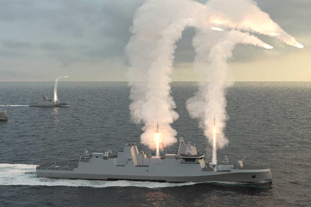 The 140-metre-long frigate is designed for operations in highly complex threat scenarios (© Rheinmetall)