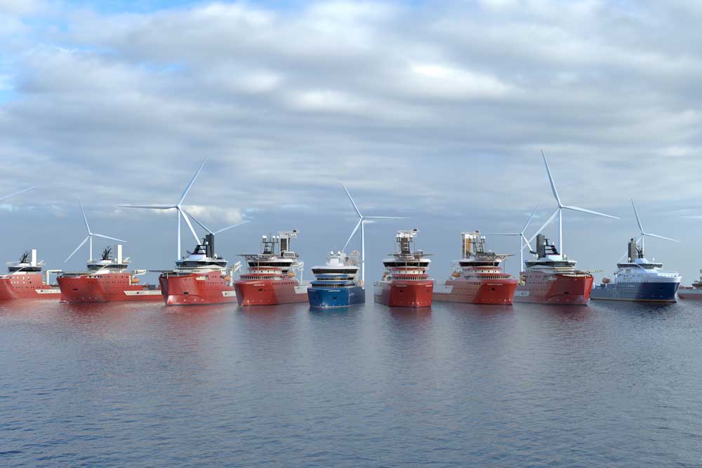 Offshore vessels off a wind farm