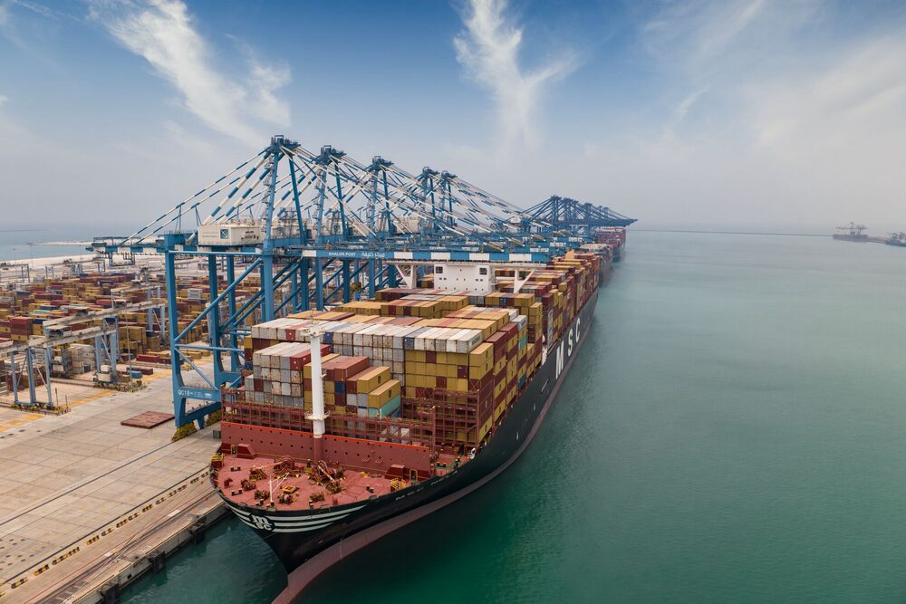 A harbour with a ship
