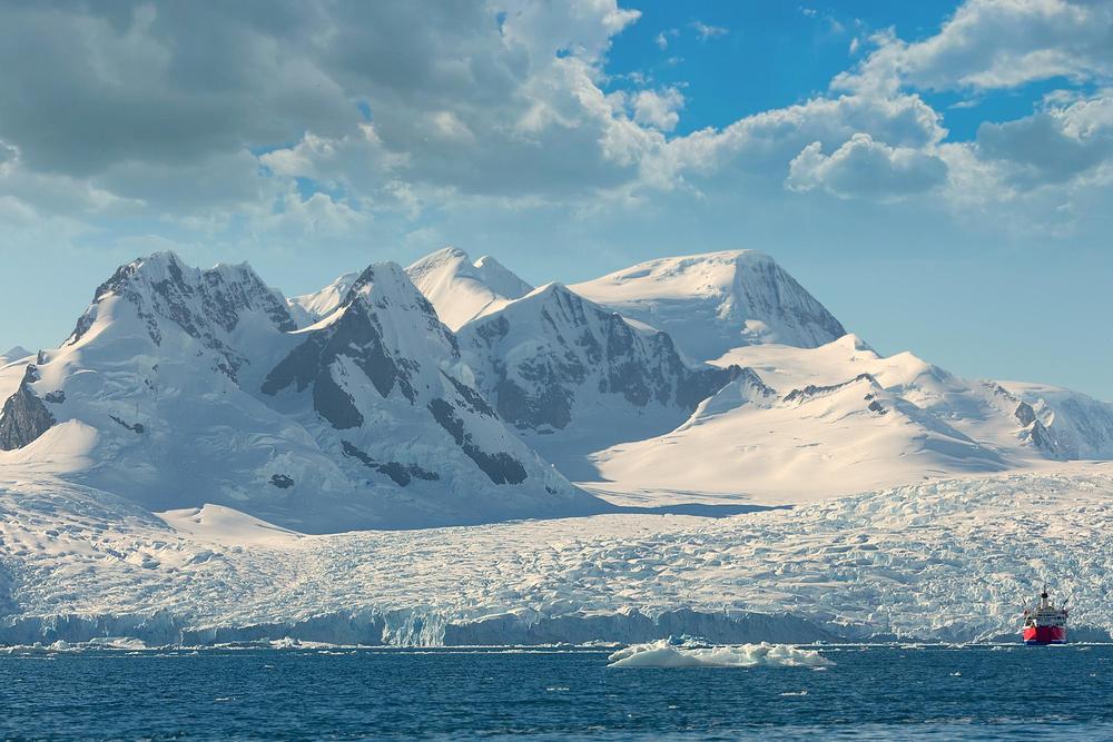 The Arctic with icebergs