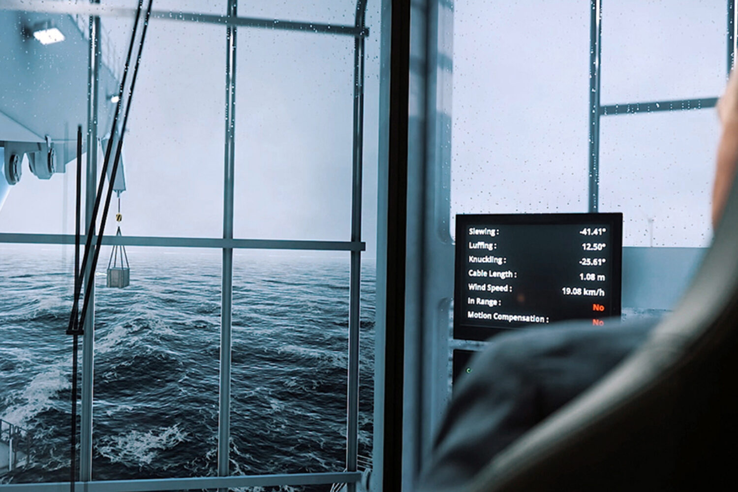 Today's digital twins have nothing in common with the pixel men of days gone by. Instead, they are realistic representations of systems such as this control stand for a ship's loading crane.