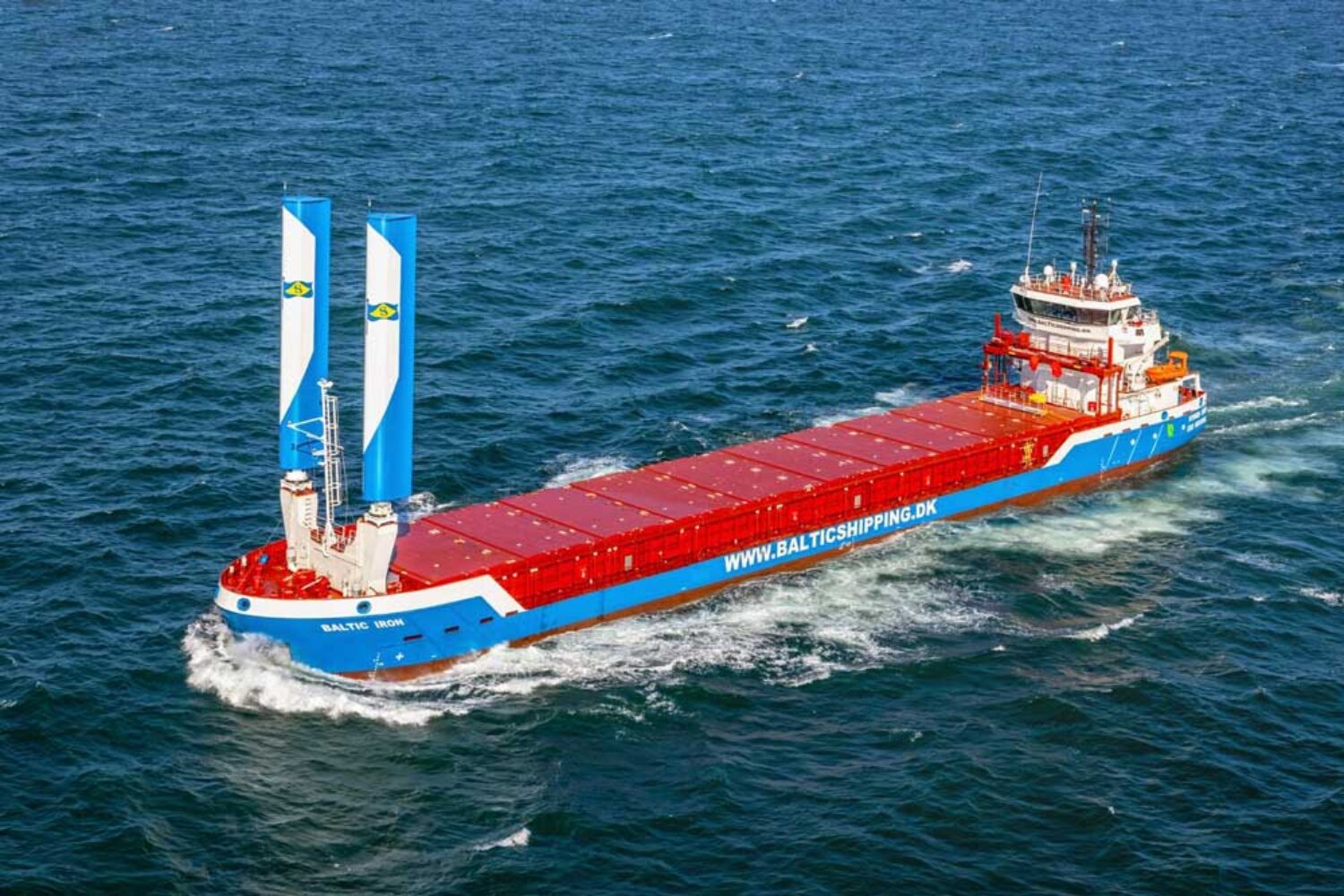 The short-sea freighter ‘Baltic Iron’, a vessel fitted with Ventofoil sails