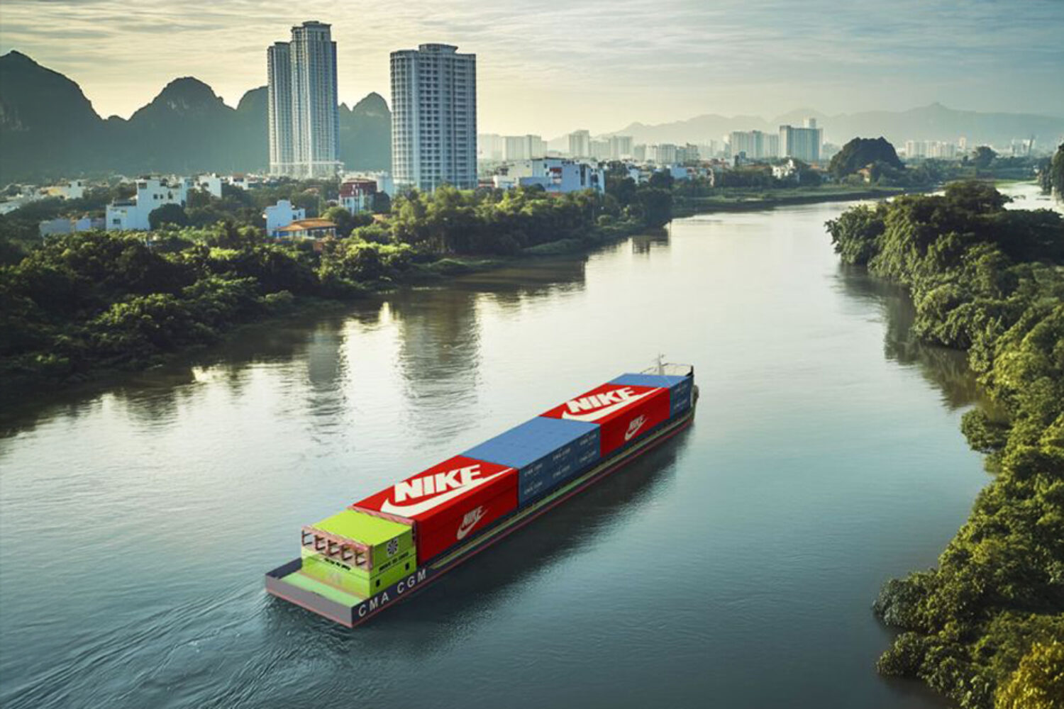 CMA CGM, Vietnam, barge, container transport, e-barge, electric