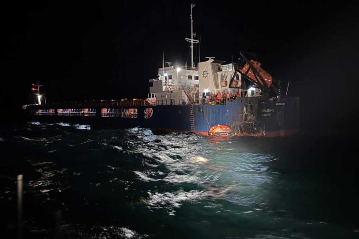 Shipping / An increasing number of ships are also coming under attack in the Black Sea. One of them is the “Chelsea 3”, which was struck by drones off the Bulgarian coast on 13 October. (© Bulgarian Ministry of Interior)