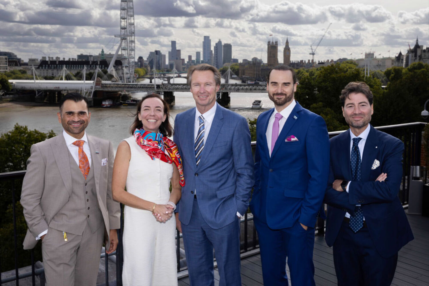 (from left): Aakash Dua, Regional Business Development Manager DNV UK, Cristina Saenz de Santa Maria, COO DNV Maritime, Knut Ørbeck-Nilssen, CEO DNV Maritime, Robert Galinski, Global Business Director Cruise at DNV, and Alberto Manfredini, Head of the London Cruise Centre.