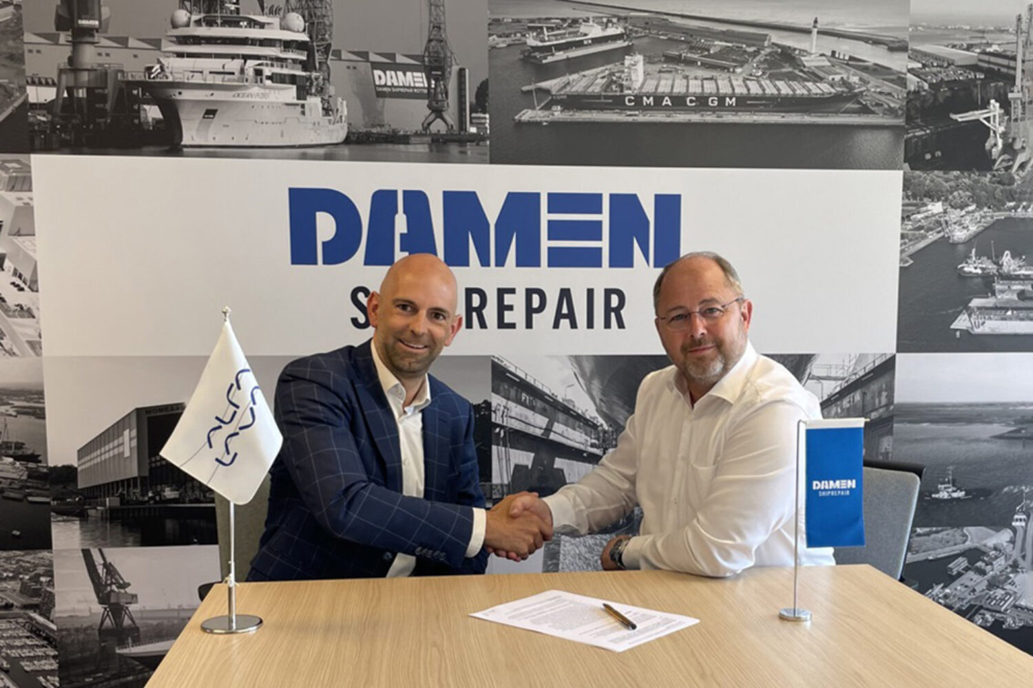 David van Luijtelaar (Head of Marine Division Benelux, Alfa Laval) and Bas Loohuis (Commercial Director, Damen Shiprepair)