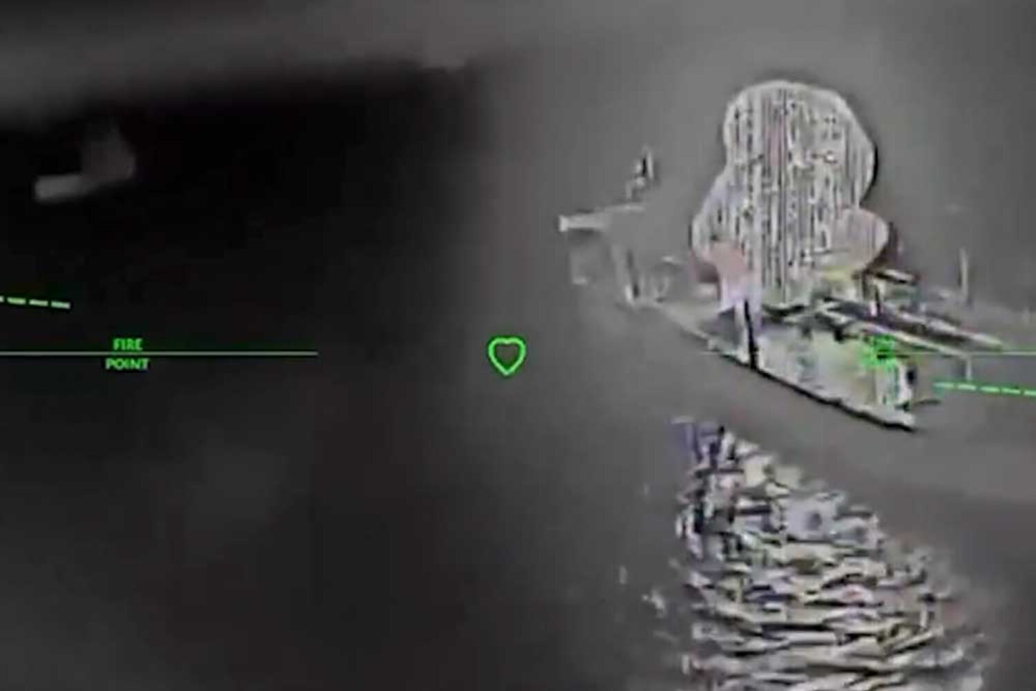 Drone footage of a tanker in the Sea of Azov under attack