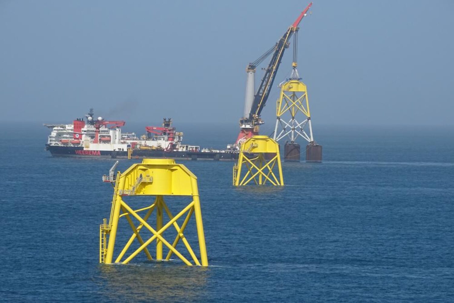 A ship off Taiwan installing foundations