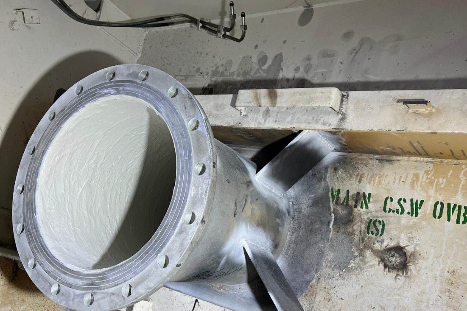 New scrubber pipe. The inside was coated with Ecospeed