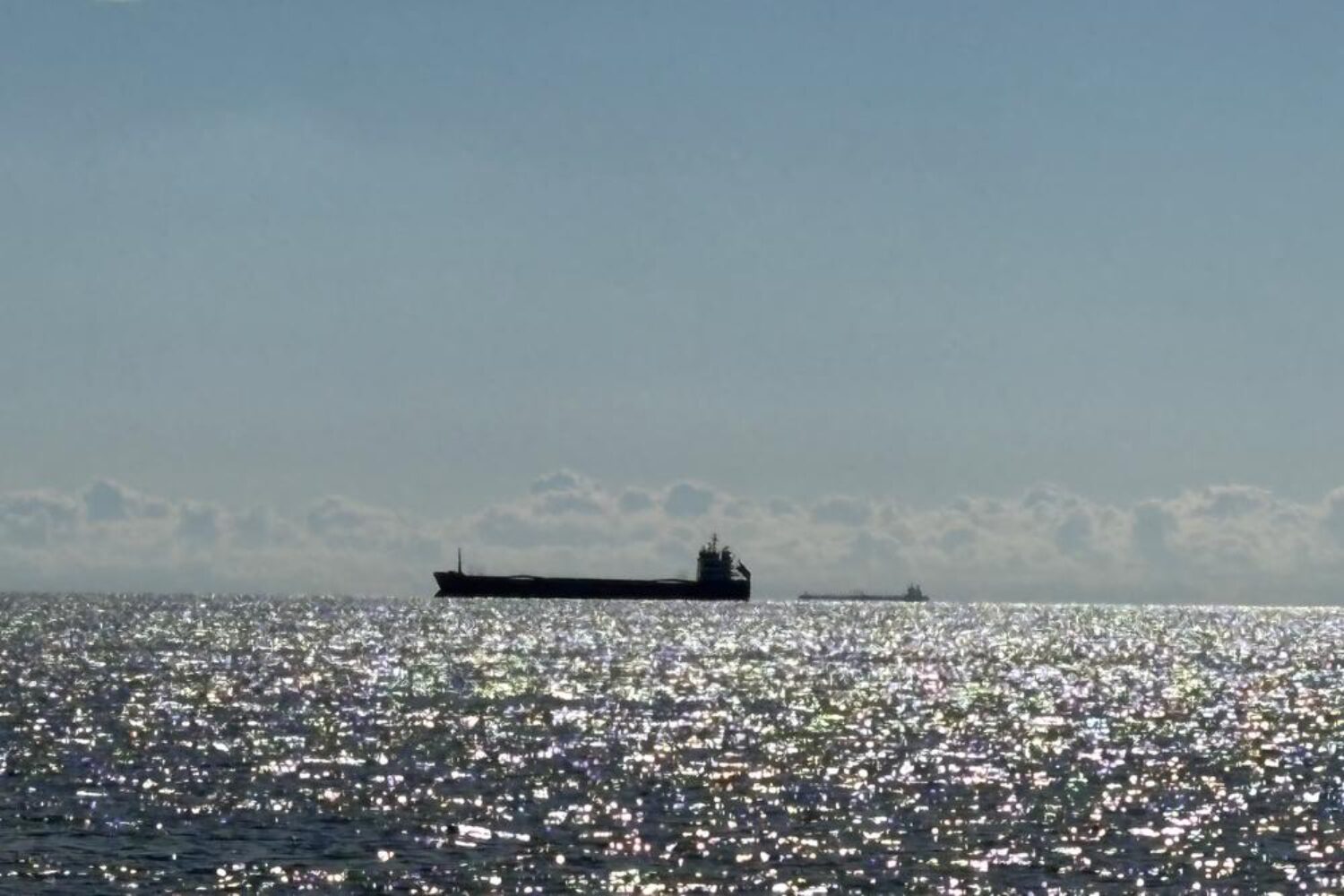 Two ships at anchor in the Baltic Sea near Rügen