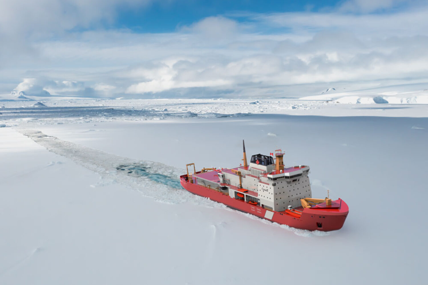 The icebreaker will have a length of 158 m and a width of 28 m