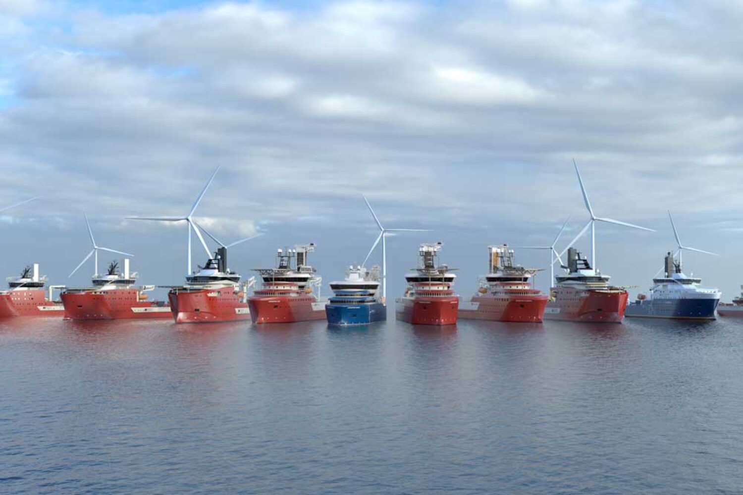 Offshore vessels off a wind farm