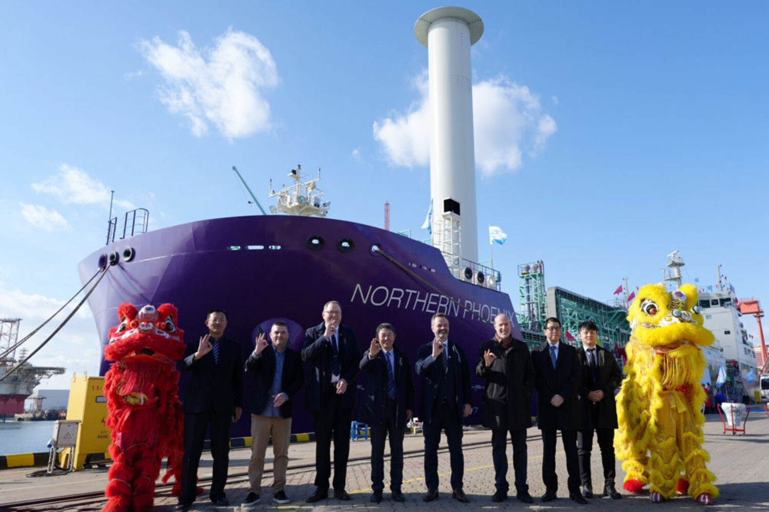 The ceremonial takeover of the ship at the Dalian shipyard in China