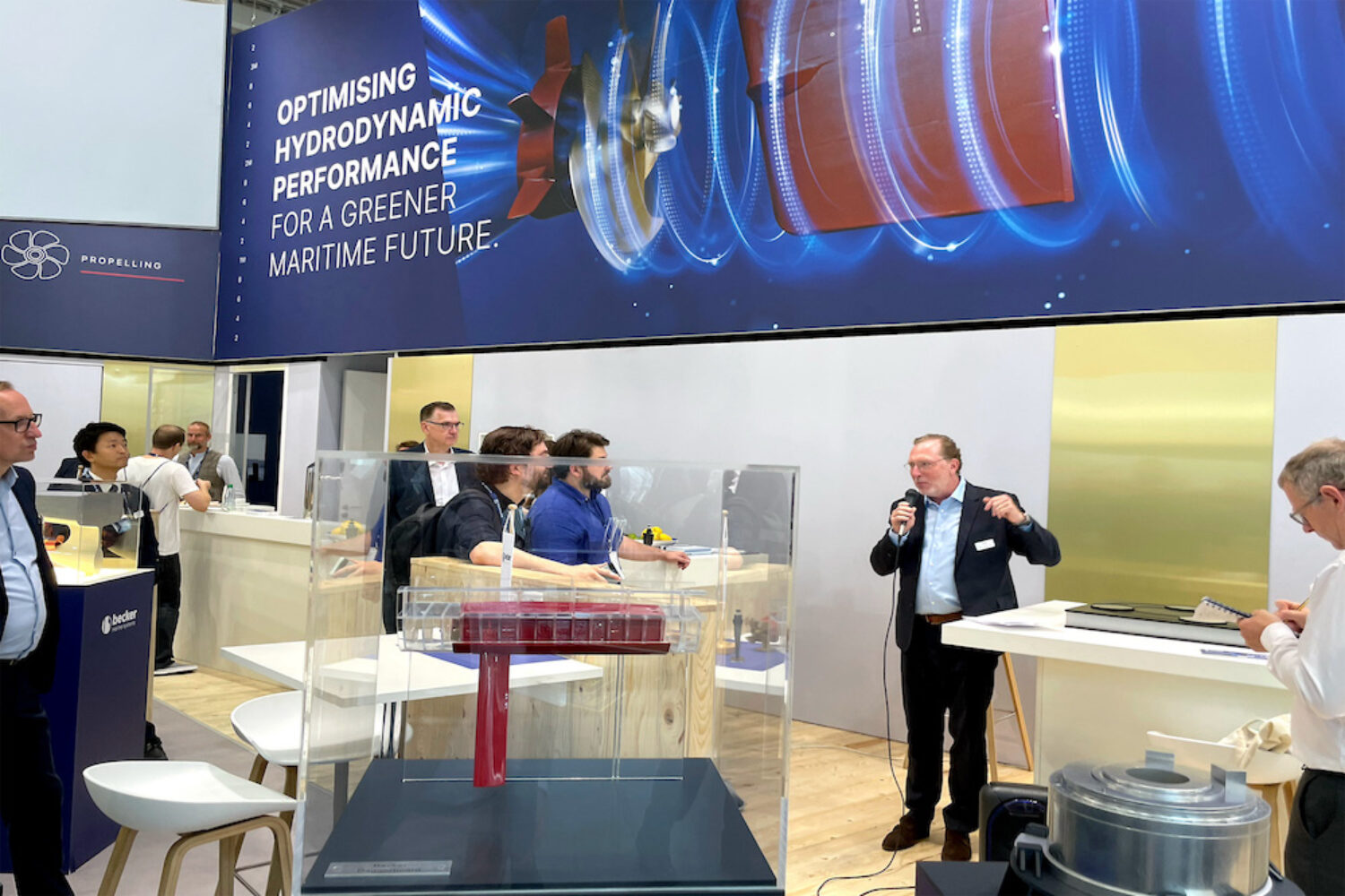 Becker Marine Systems presented the new product areas "Daggerboard" and "Steering Gear" at the SMM.