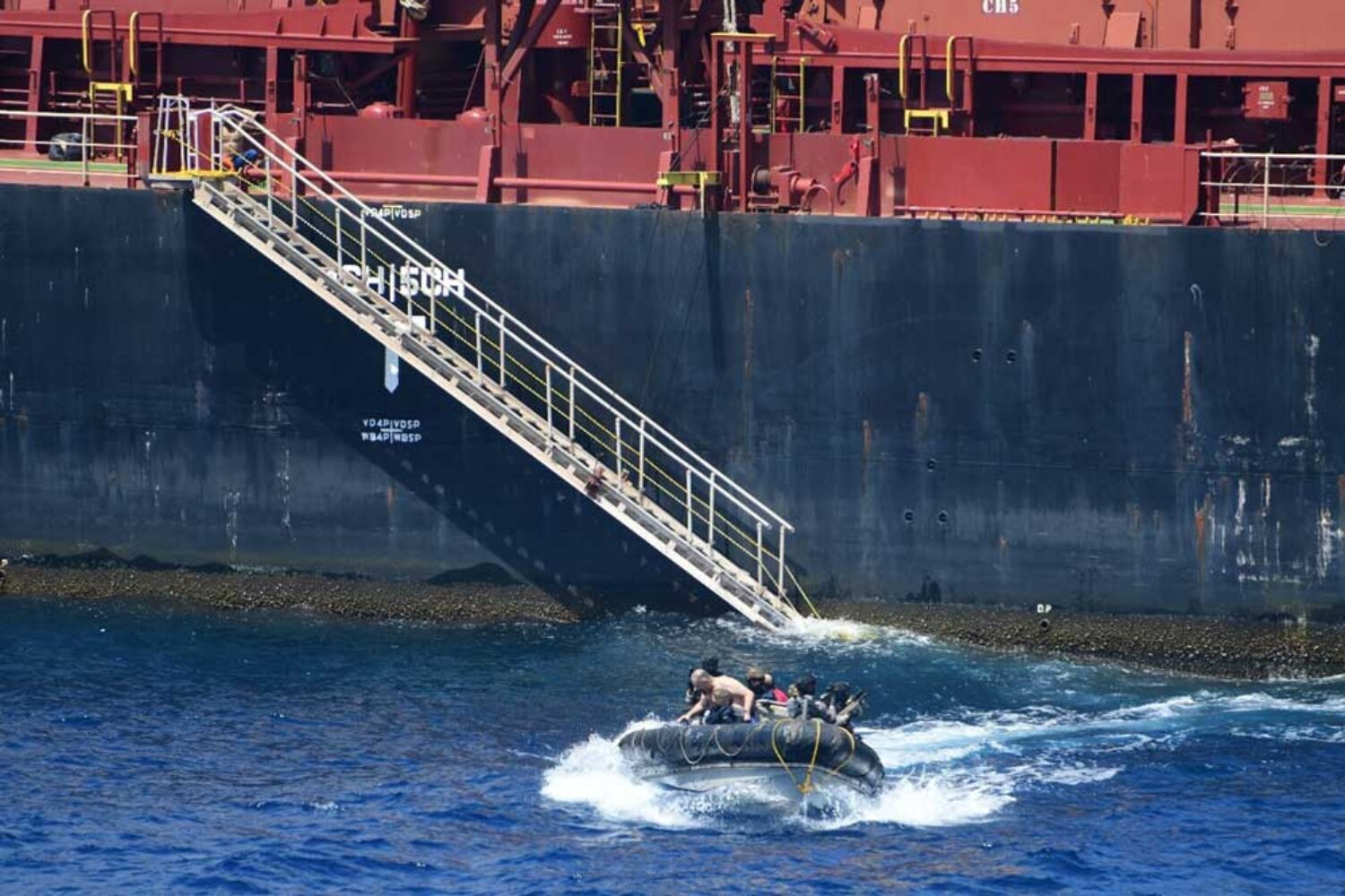 Pirates attack a ship in the Indian Ocean off Somalia