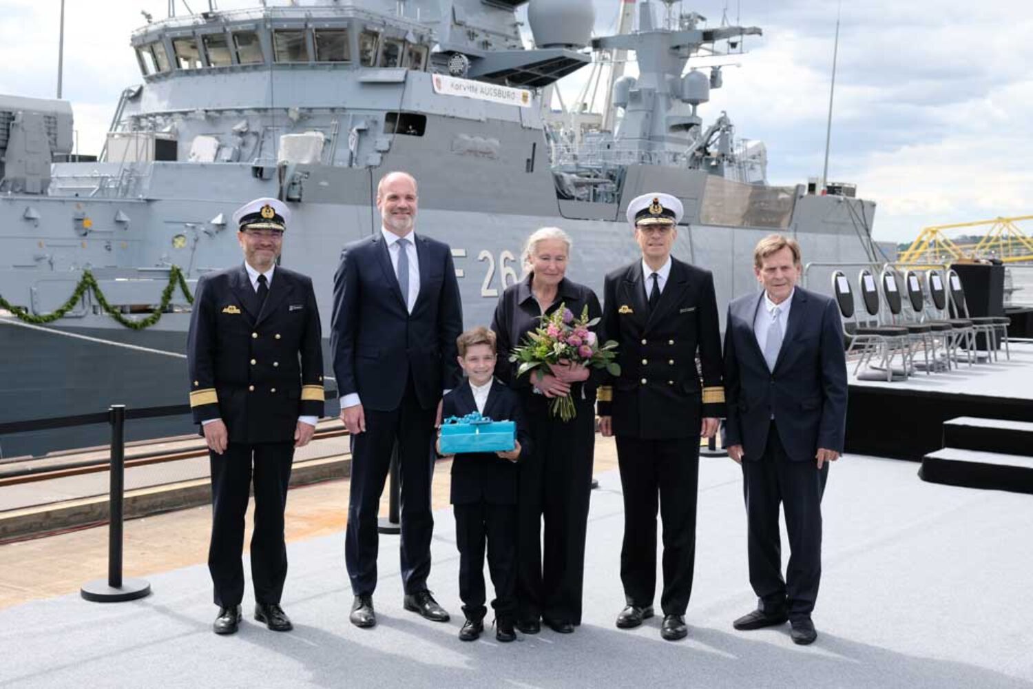 Augsburg, corvette, Blohm+Voss, ship christening