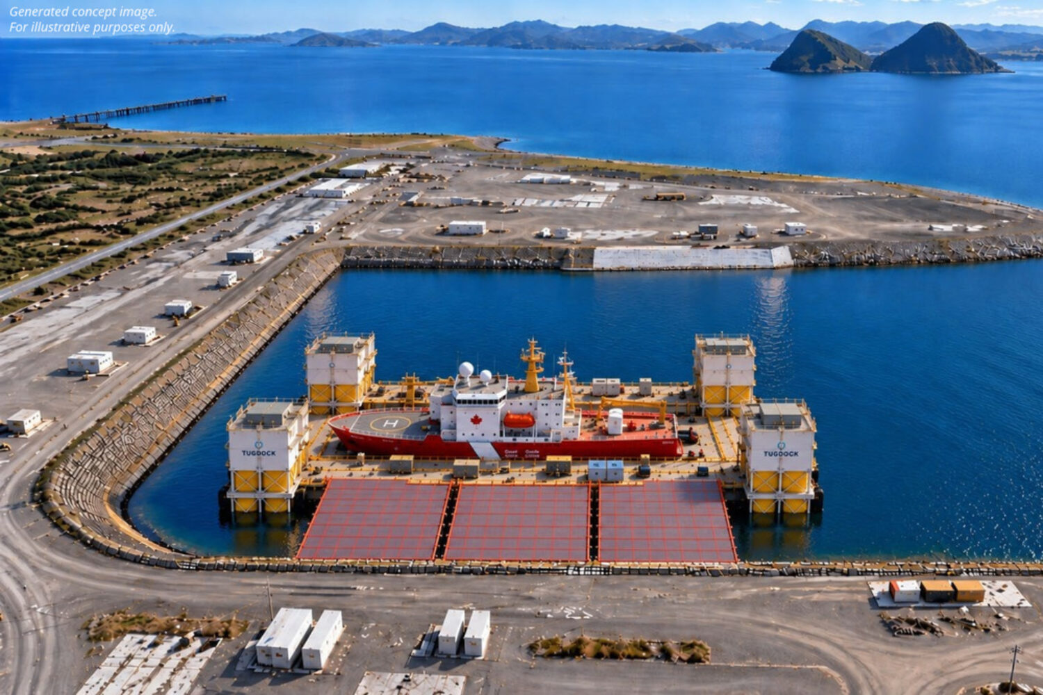 Mammoet and its partners are planning a floating dry dock with an attached ship repair facility in the Canadian port of Argentia (© Mammoet)