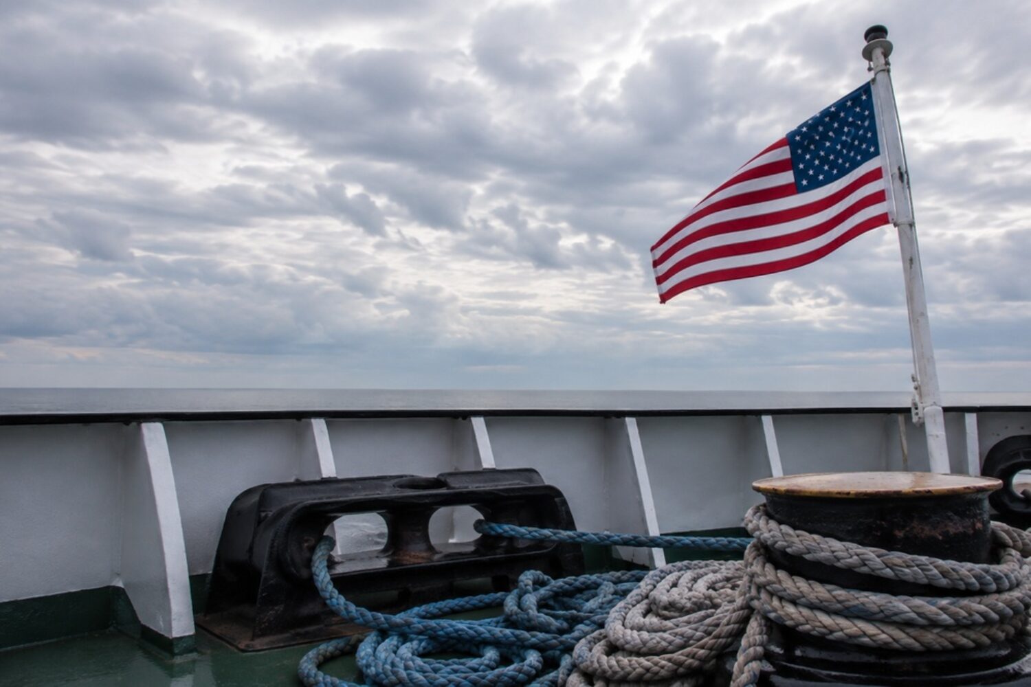 A US flag on a ship