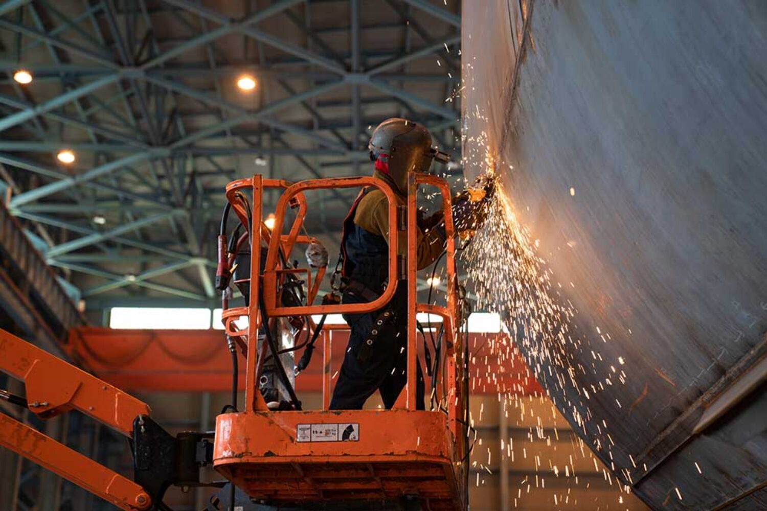 Shipyard workers at the Philly Shipyard in the USA