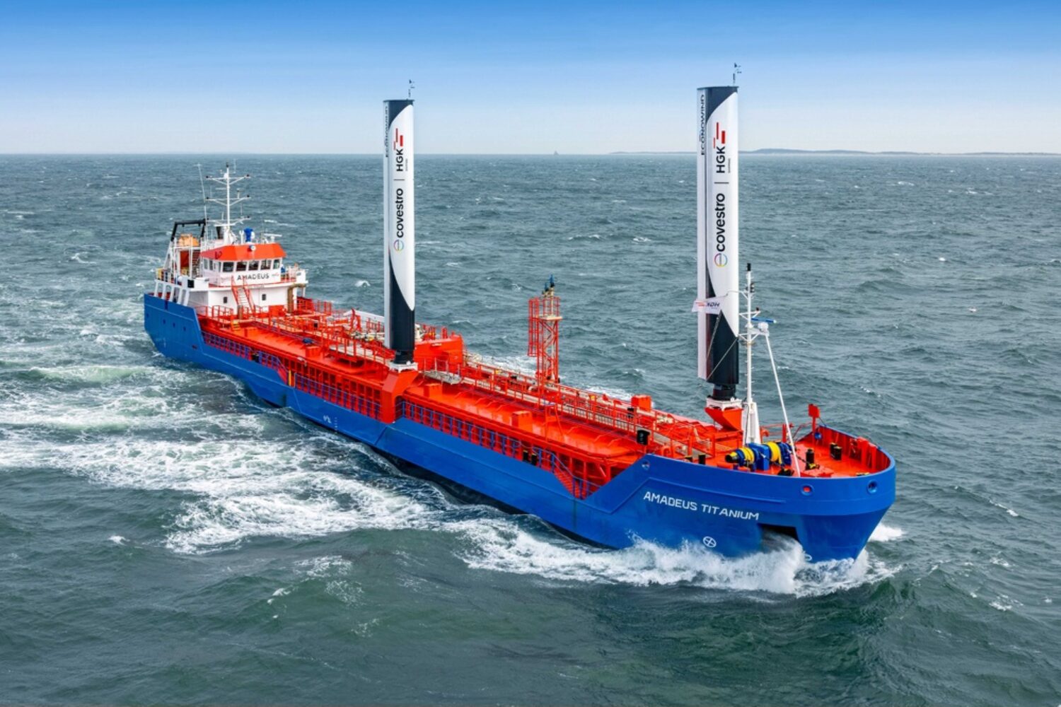 A modern ship with sails