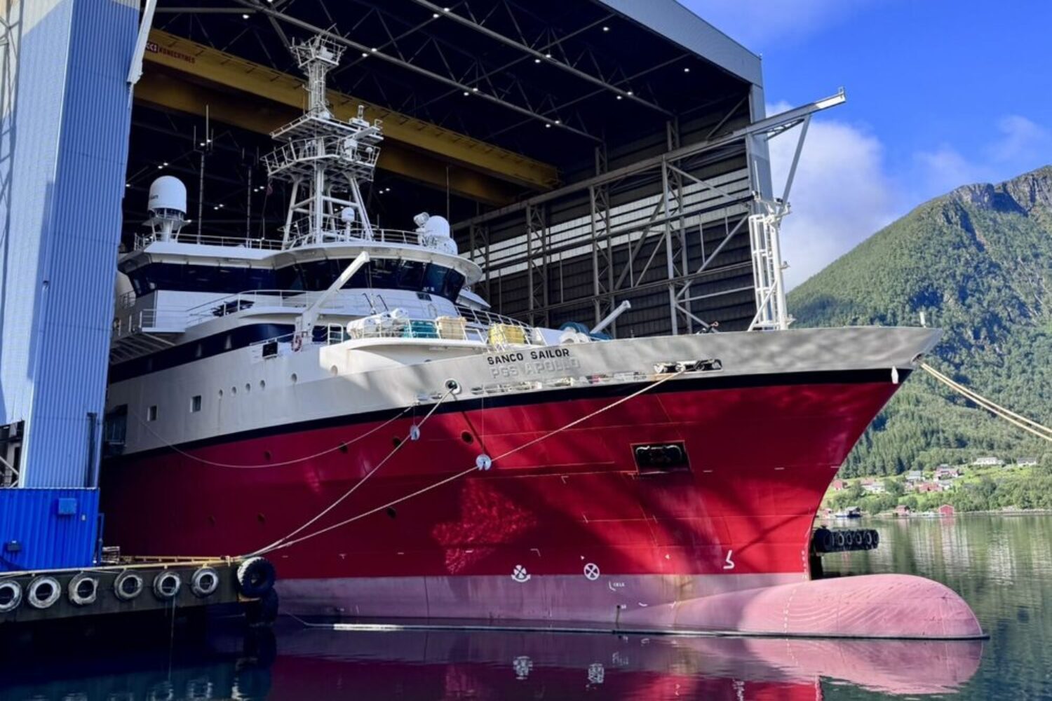 A ship in a shipyard in Norway
