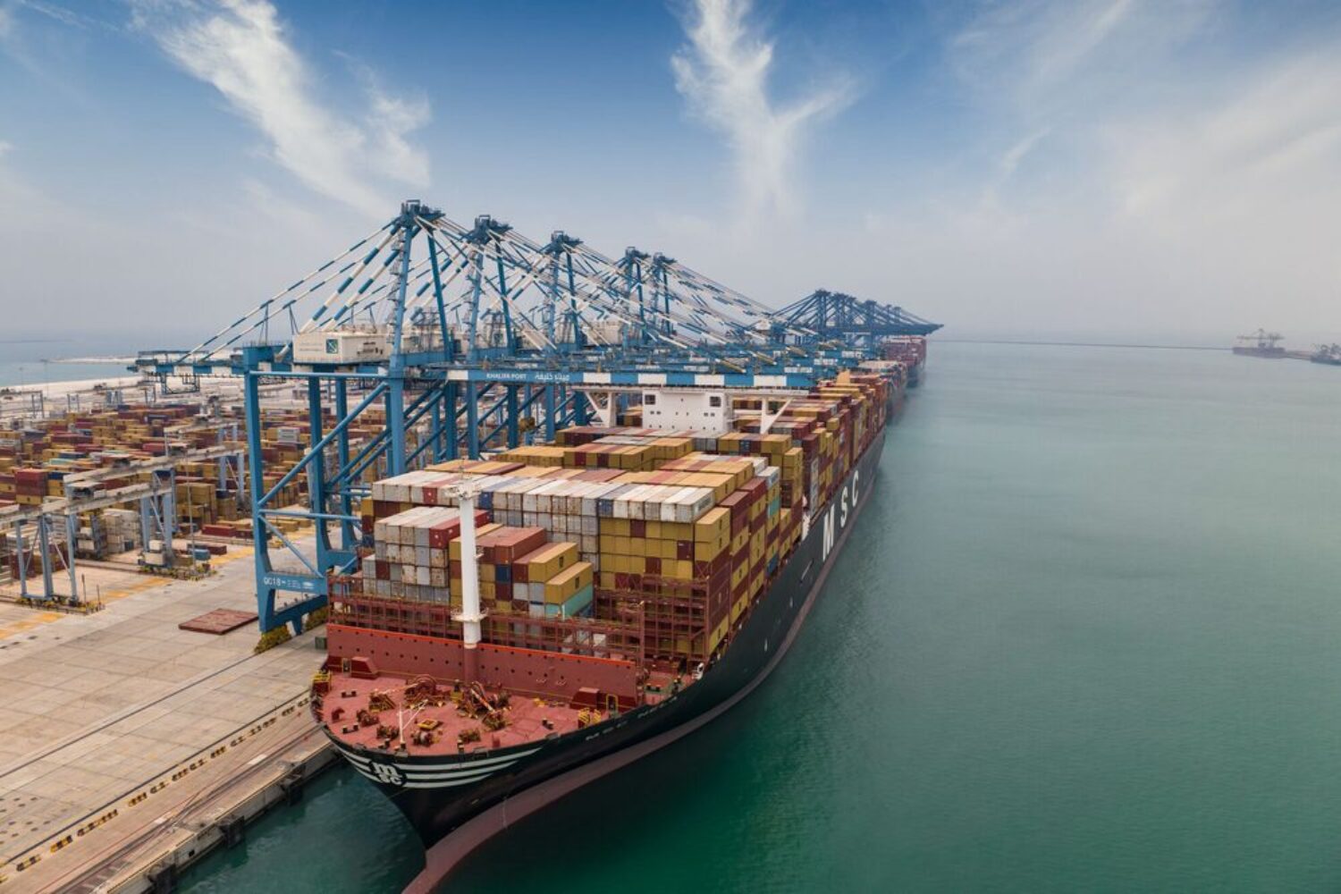 A harbour with a ship