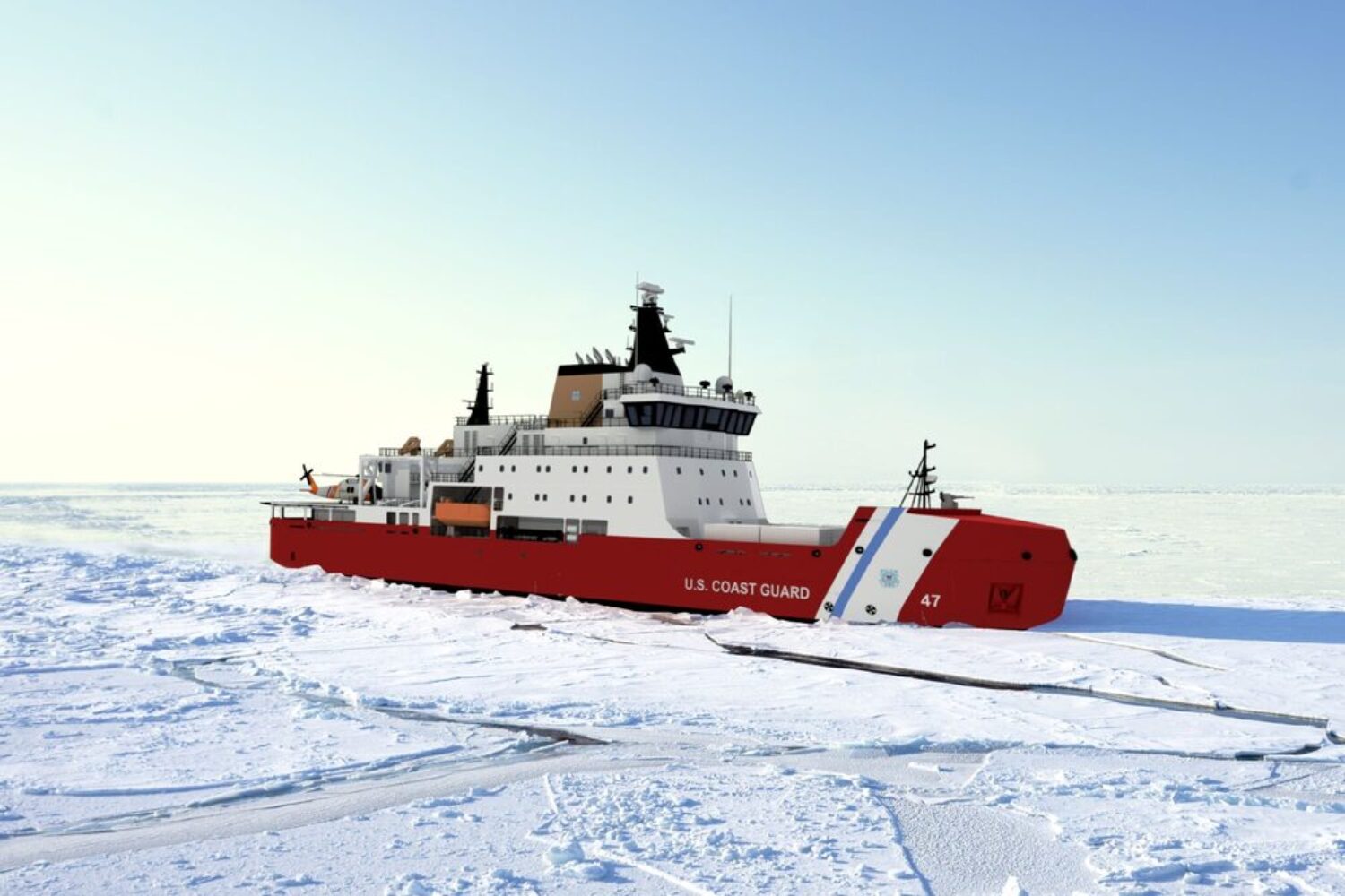 A rendering of an icebreaker for the US Coast Guard