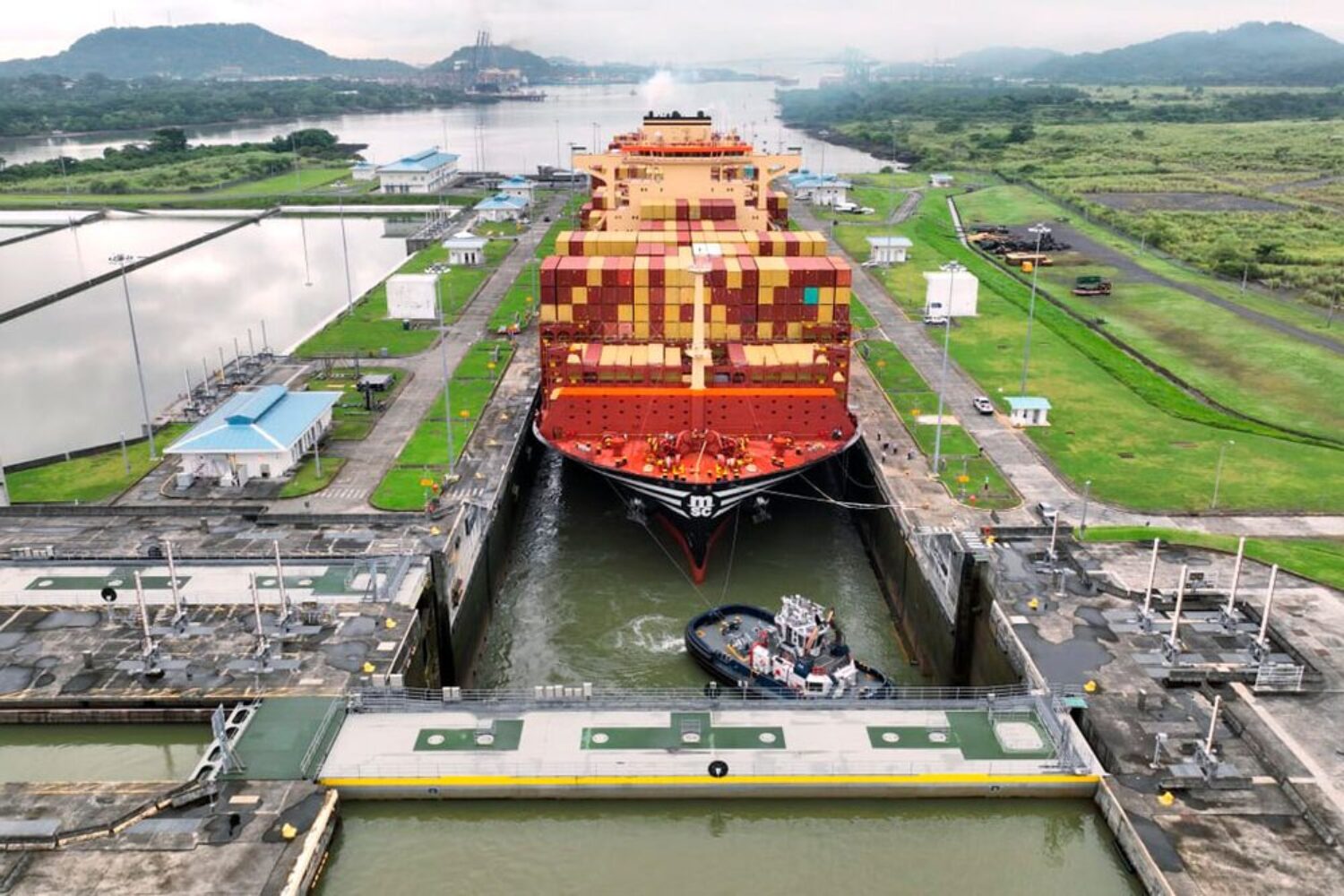 Panama Canal with ship