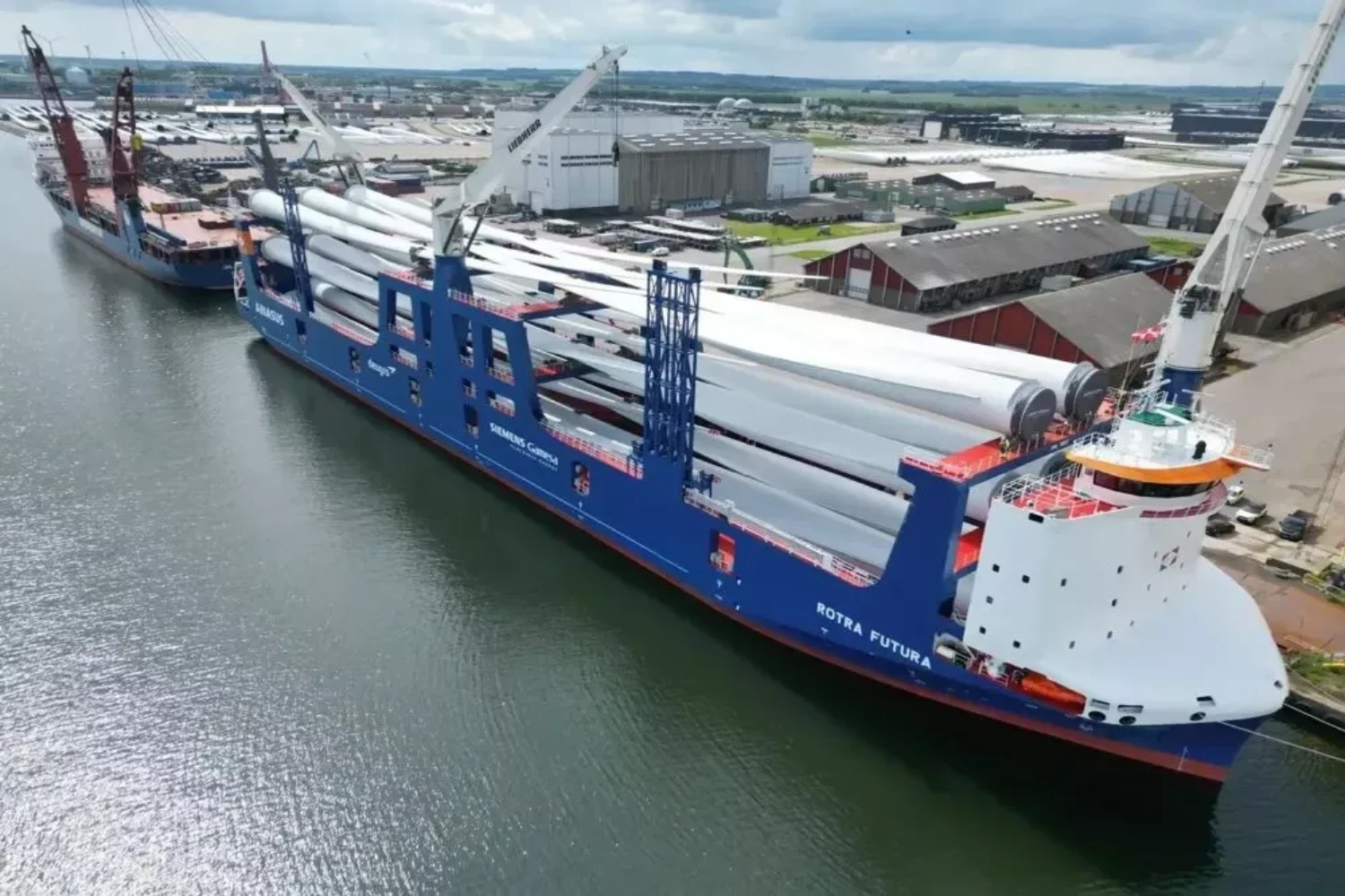 The ship Rotra Futura in the harbor in Denmark