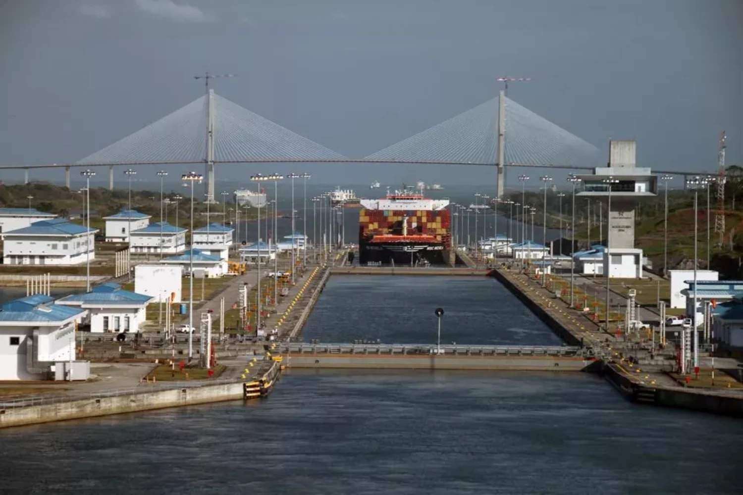 The Panama Canal with a ship